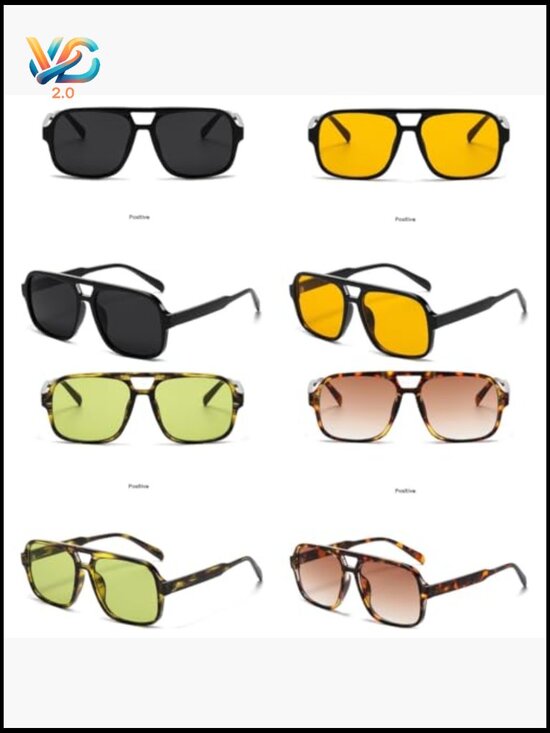 Retro 70s Square Aviator Sunglasses Oversized Vintage Trendy Shades main image 7